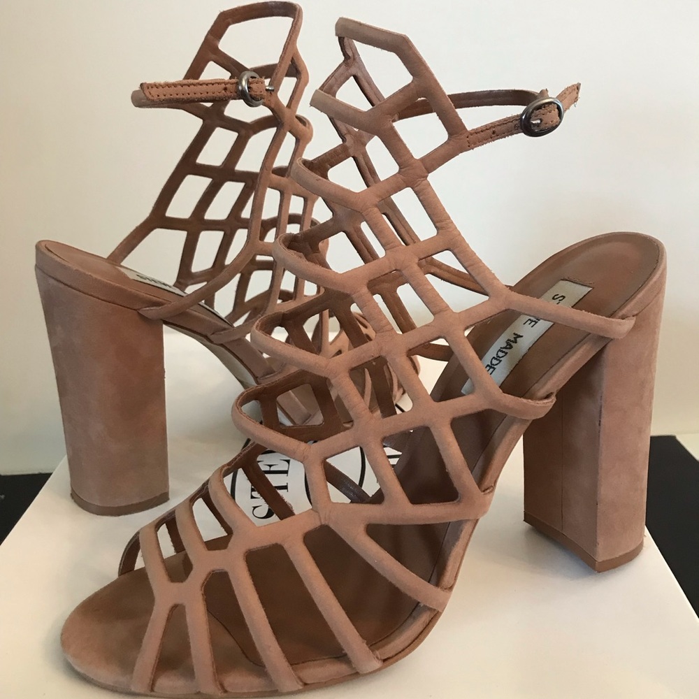 Steve Madden Skales Tan Nubuck Heels, size 8.5